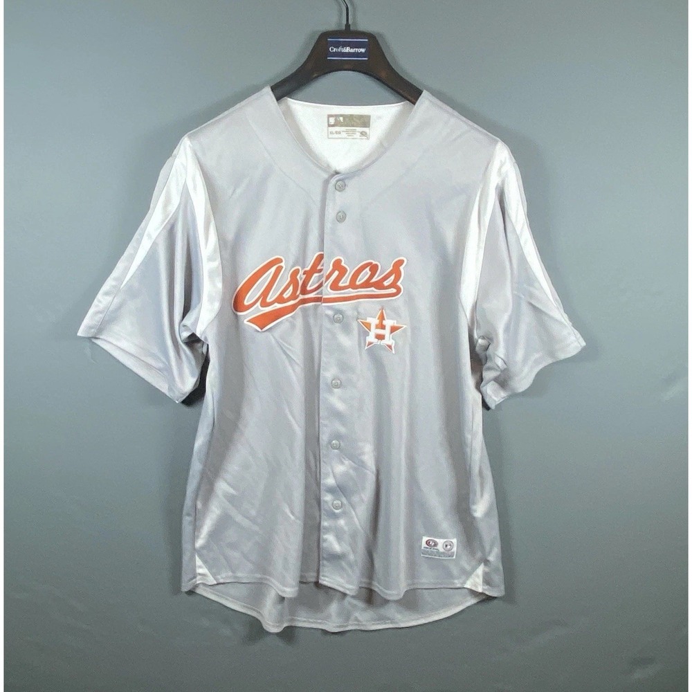 HOUSTON ASTROS True Fan MLB Official Mens Jersey Gray Writing Logo Size XL
